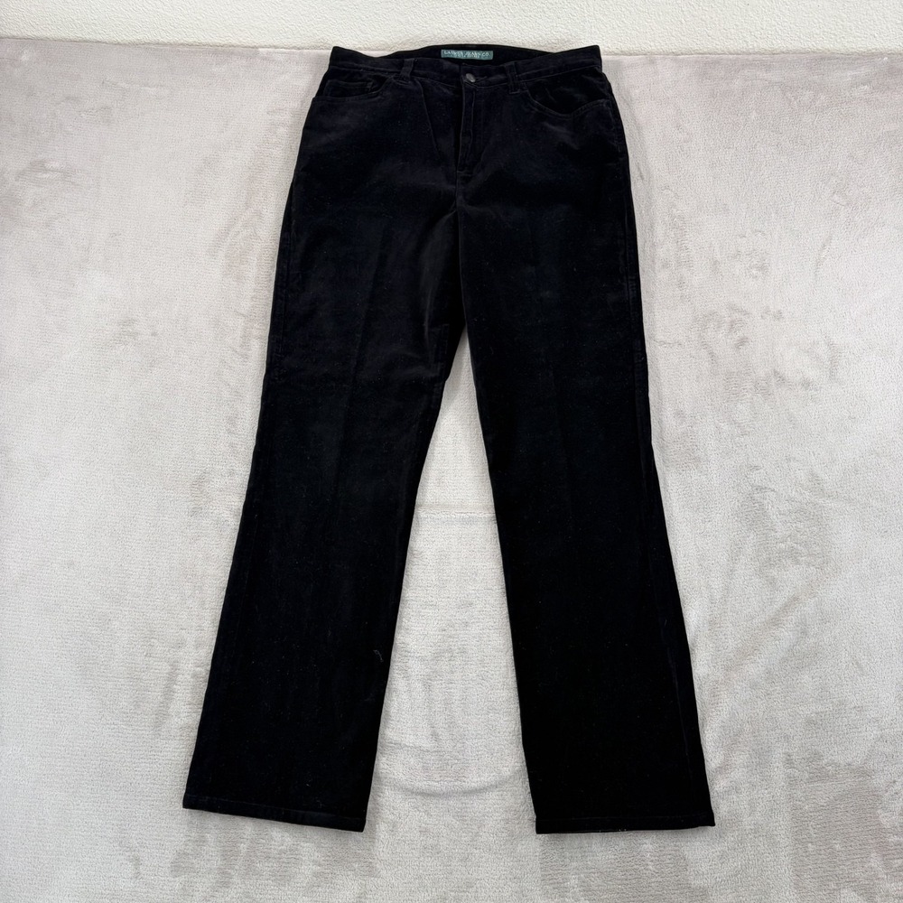 Vintage Lauren Ralph Lauren Straight Leg Velvet Pants in Black Women 8